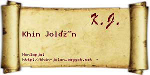 Khin Jolán névjegykártya