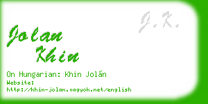 jolan khin business card