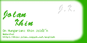 jolan khin business card